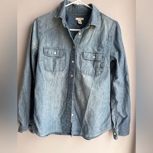 J. Crew | Chambray Denim Button Down Long Sleeve Shirt Sz S